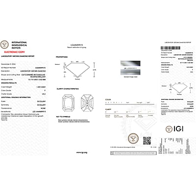 IGI Certified Luxuriant Lab Grown Diamond (Radiant) (E-F, VS) 1.50 ctw