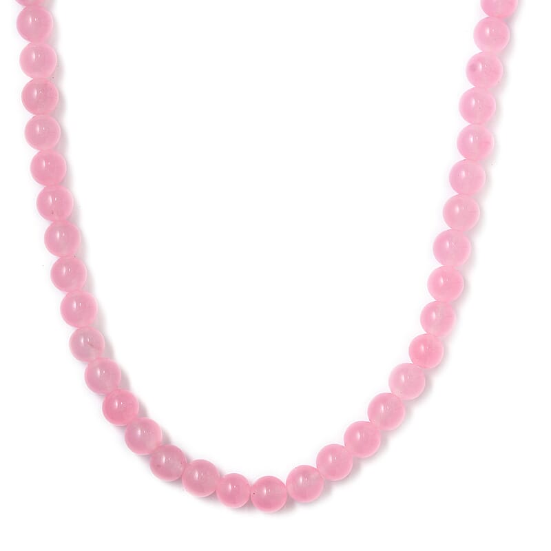 Pink Agate (D) 242.25 ctw Beaded Necklace in Platinum Bond 20 Inches
