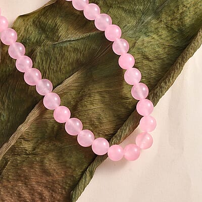 Pink Agate (D) 242.25 ctw Beaded Necklace in Platinum Bond 20 Inches