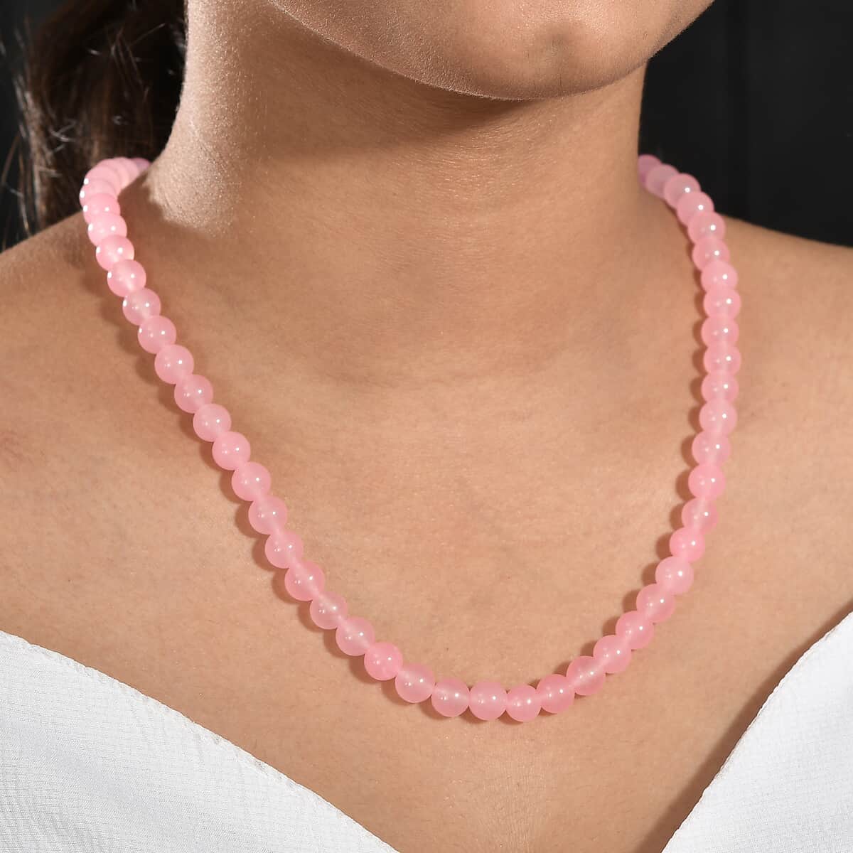 Pink Agate (D) 242.25 ctw Beaded Necklace in Platinum Bond 20 Inches image number 2