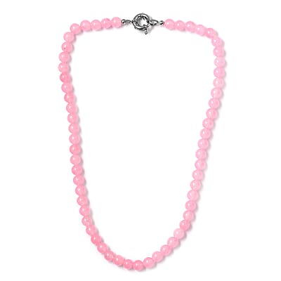 Pink Agate (D) 242.25 ctw Beaded Necklace in Platinum Bond 20 Inches