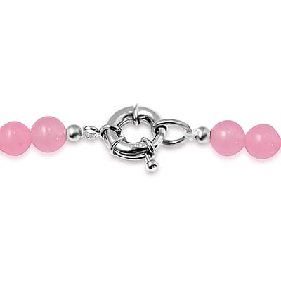 Pink Agate (D) 242.25 ctw Beaded Necklace in Platinum Bond 20 Inches