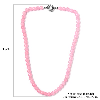 Pink Agate (D) 242.25 ctw Beaded Necklace in Platinum Bond 20 Inches