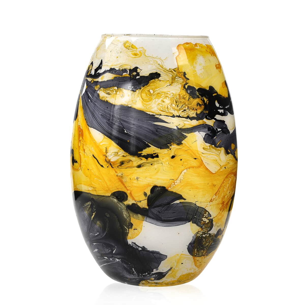 Handcrafted Black & Yellow Marble Printed Glass Lamp with 1.5 mtr Cord and Inline Switch (8.5x5.5) image number 2