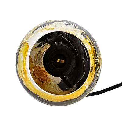 Handcrafted Black & Yellow Marble Printed Glass Lamp with 1.5 mtr Cord and Inline Switch (8.5x5.5)