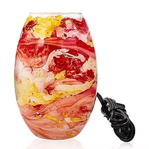 Handcrafted Multi Color Marble Printed Glass Lamp with 1.5 mtr Cord and Inline Switch (8.5x5.5)