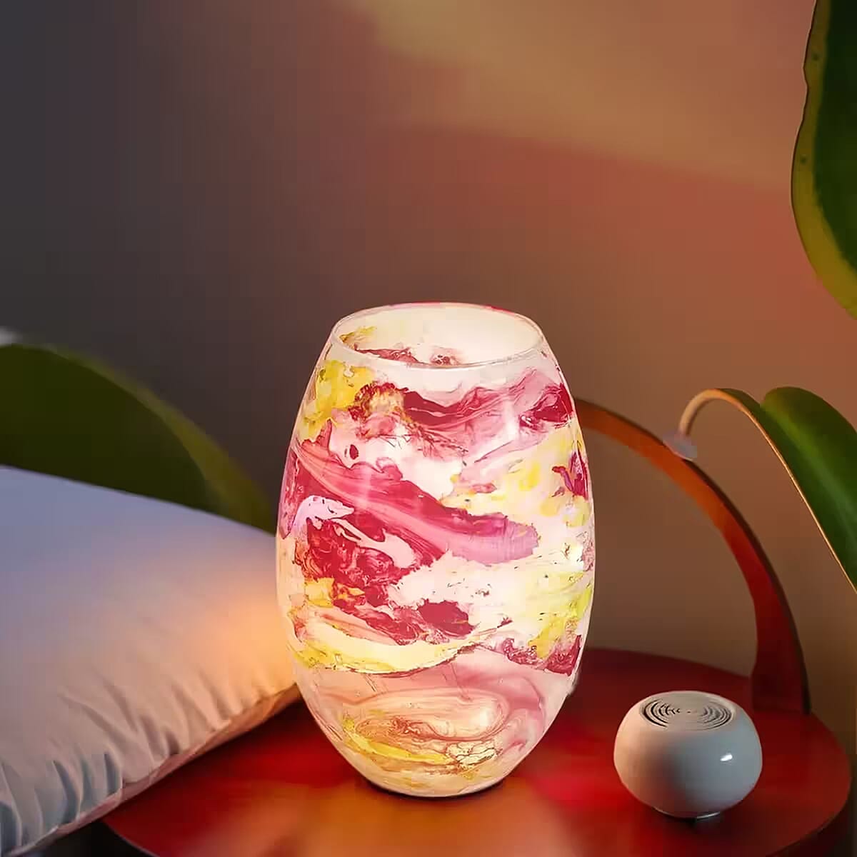 Handcrafted Multi Color Marble Printed Glass Lamp with 1.5 mtr Cord and Inline Switch (8.5x5.5) image number 1