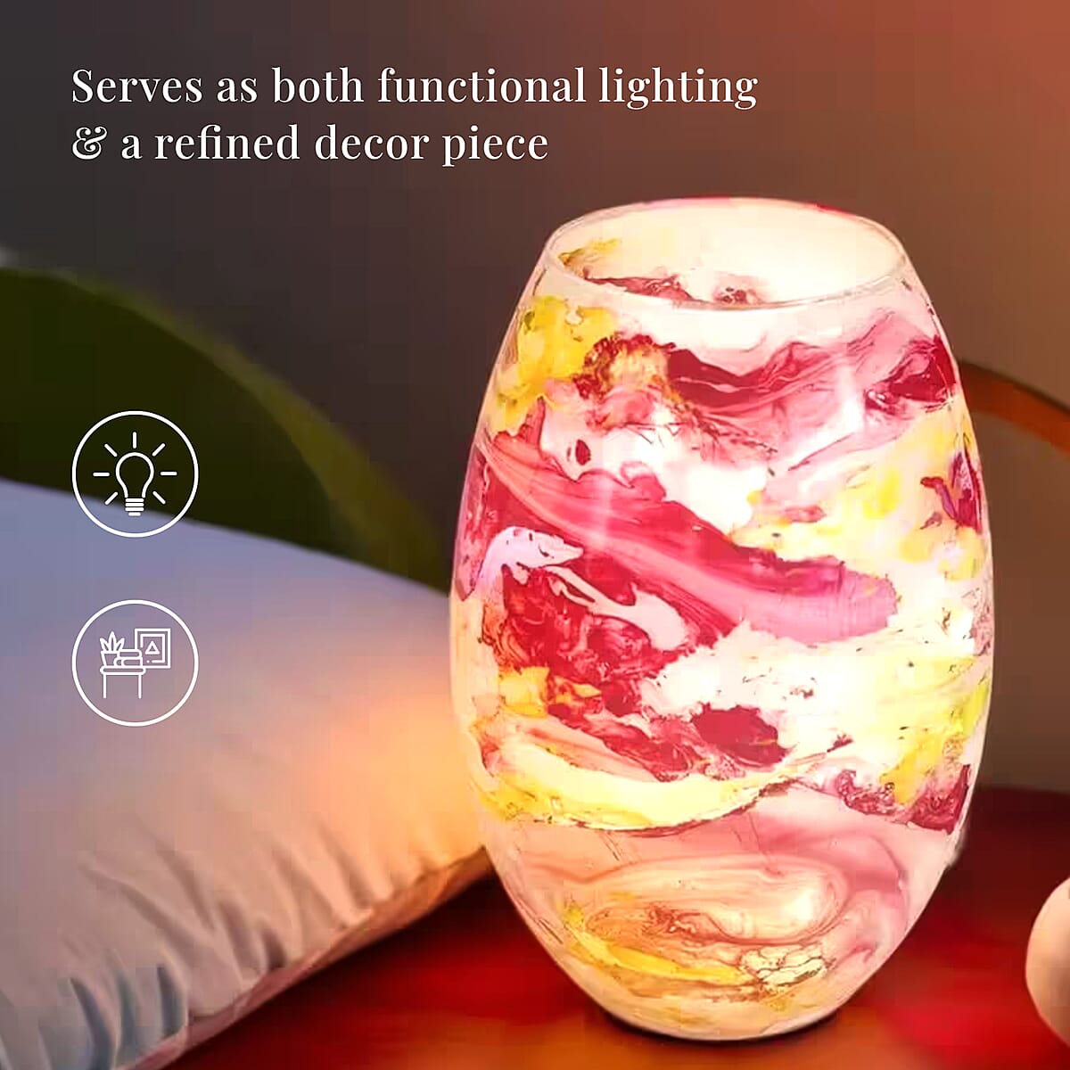 Handcrafted Multi Color Marble Printed Glass Lamp with 1.5 mtr Cord and Inline Switch (8.5x5.5) image number 3