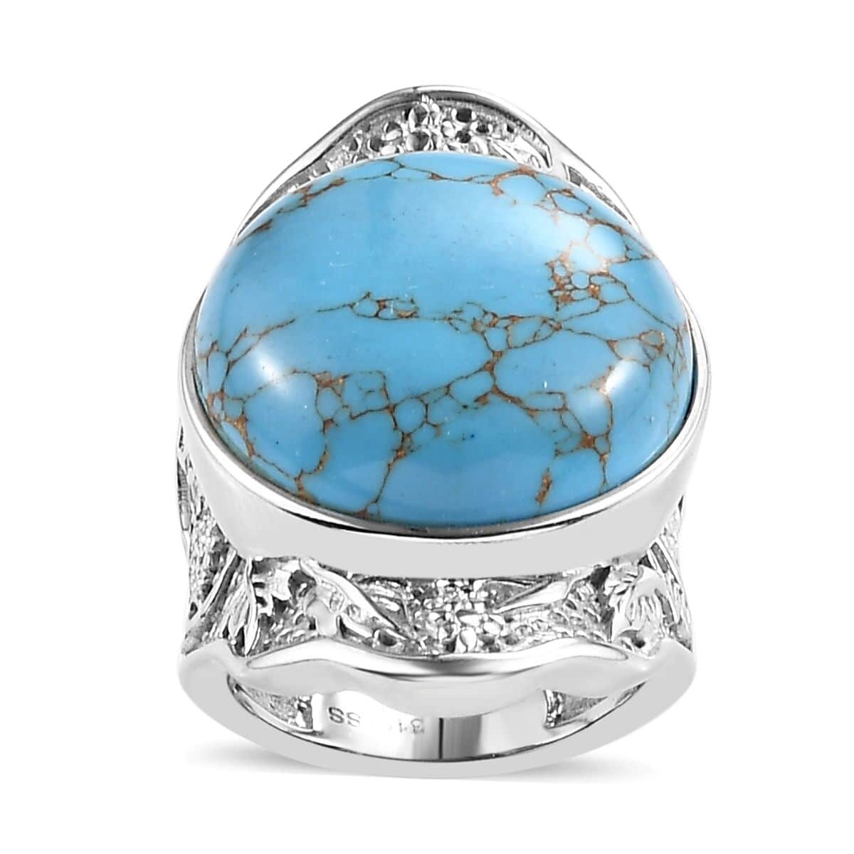 Mojave Blue Turquoise 17.40 ctw Ring in Stainless Steel (Size 10.0) image number 0