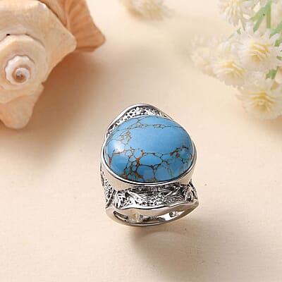 Mojave Blue Turquoise 17.40 ctw Ring in Stainless Steel (Size 10.0)