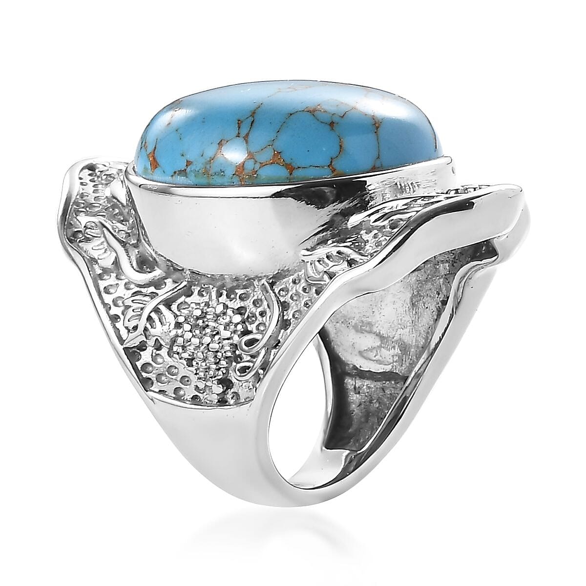 Mojave Blue Turquoise 17.40 ctw Ring in Stainless Steel (Size 10.0)