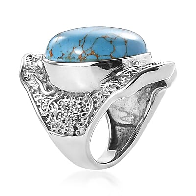 Mojave Blue Turquoise 17.40 ctw Ring in Stainless Steel (Size 10.0)