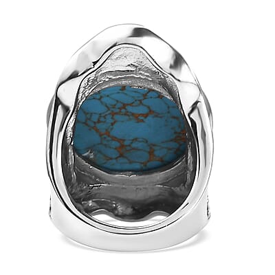 Mojave Blue Turquoise 17.40 ctw Ring in Stainless Steel (Size 10.0)