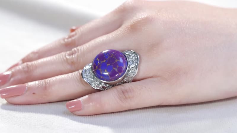 Mojave Purple Turquoise Solitaire Ring in Stainless Steel (Size 10.0) 18.20 ctw