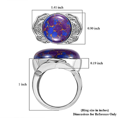 Mojave Purple Turquoise 18.20 ctw Solitaire Ring in Stainless Steel (Size 10.0) 