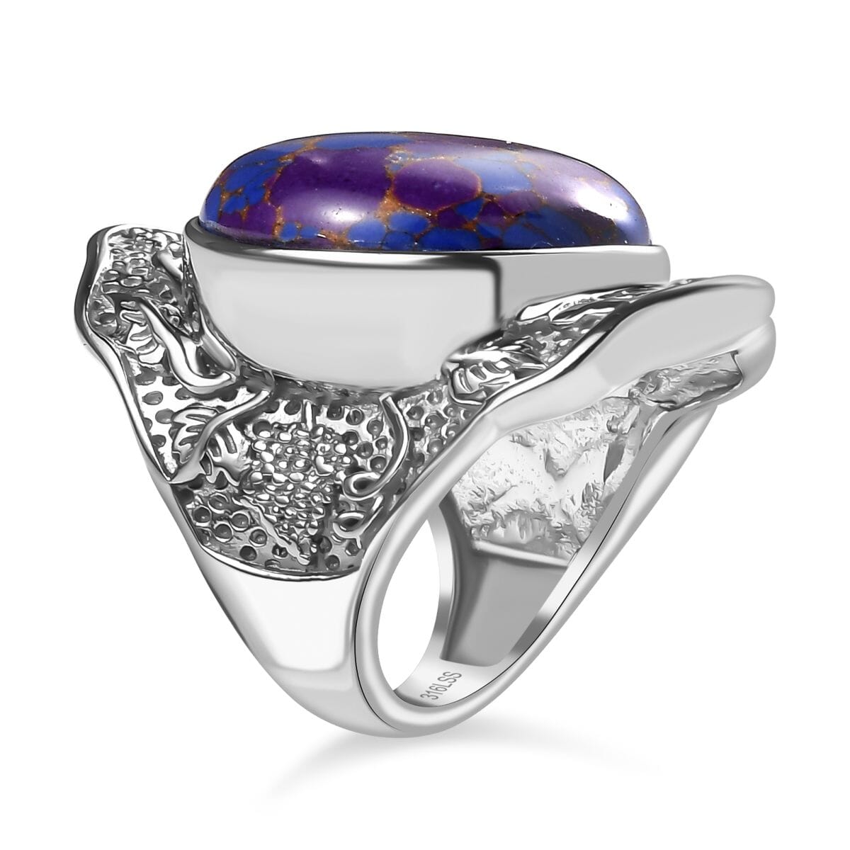 Mojave Purple Turquoise 18.20 ctw Solitaire Ring in Stainless Steel (Size 9.0)  image number 3