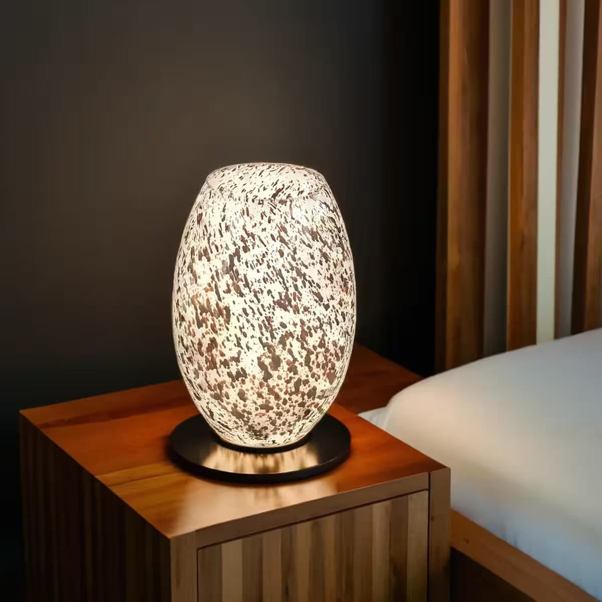 Handcrafted White & Brown Marble Printed Glass Lamp with 1.5 mtr Cord and Inline Switch (8.5x5.5) image number 1
