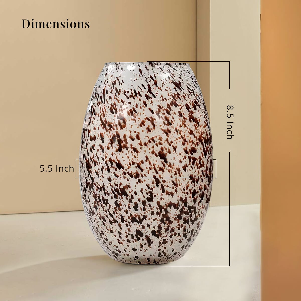 Handcrafted White & Brown Marble Printed Glass Lamp with 1.5 mtr Cord and Inline Switch (8.5x5.5) image number 4