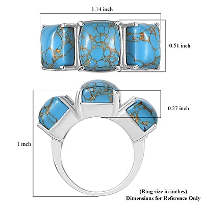 Mojave Blue Turquoise 10.00 ctw 3 Stone Ring in Stainless Steel (Size 10.0)