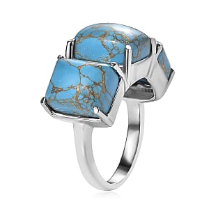 Mojave Blue Turquoise 10.00 ctw 3 Stone Ring in Stainless Steel (Size 5.0)