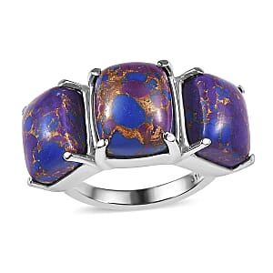 Mojave Purple Turquoise 11.40 ctw 3 Stone Ring in Stainless Steel (Size 8.0)