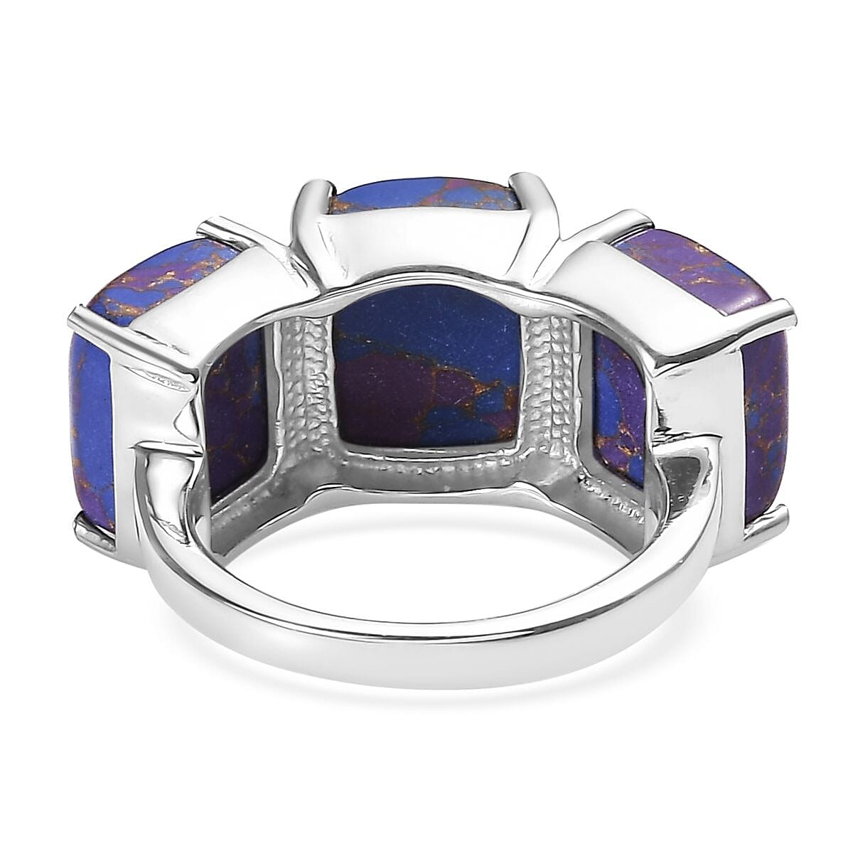 Mojave Purple Turquoise 11.40 ctw 3 Stone Ring in Stainless Steel (Size 8.0) image number 3