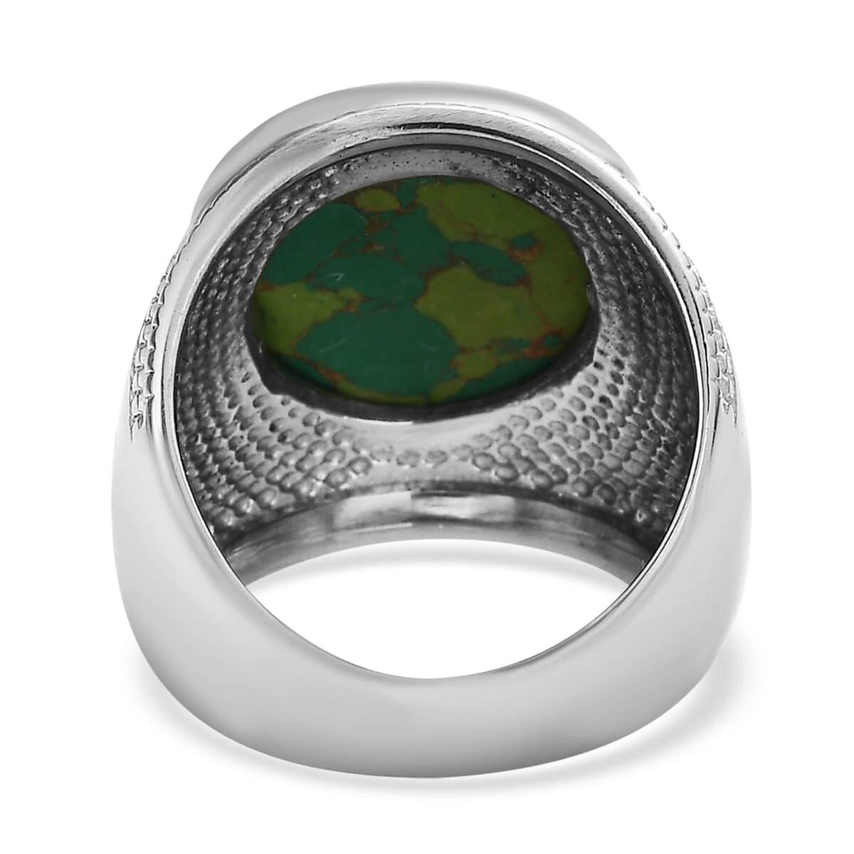 Mojave Green Turquoise 6.50 ctw Solitaire Ring in Stainless Steel (Size 10.0) image number 4