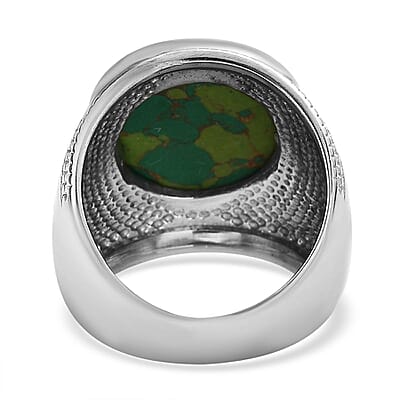 Mojave Green Turquoise 6.50 ctw Solitaire Ring in Stainless Steel (Size 10.0)
