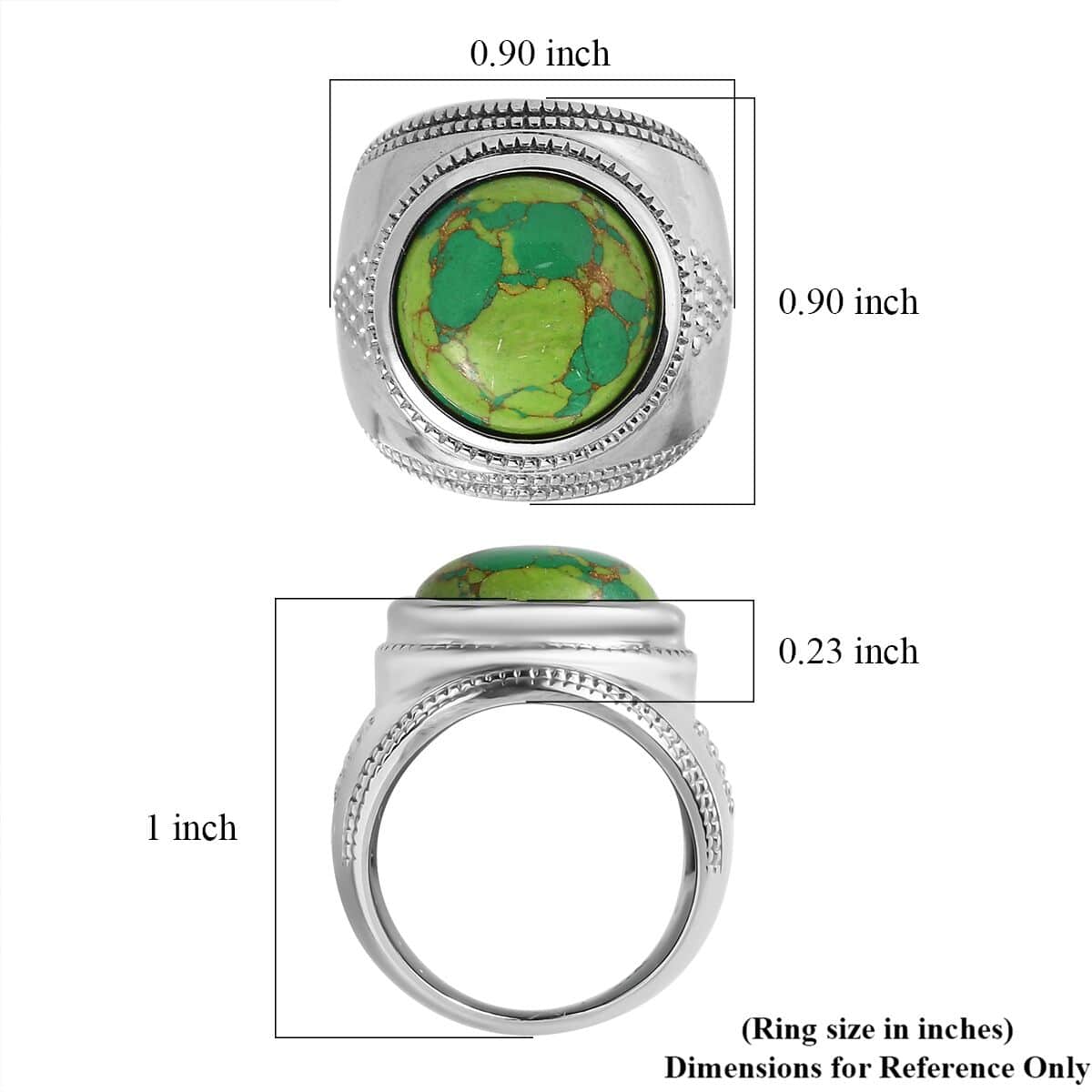 Mojave Green Turquoise 6.50 ctw Solitaire Ring in Stainless Steel (Size 10.0) image number 5