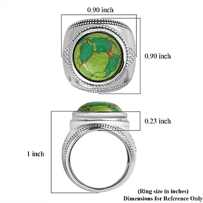 Mojave Green Turquoise 6.50 ctw Solitaire Ring in Stainless Steel (Size 10.0)
