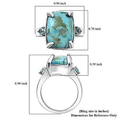 Constituted Turquoise and Paraiba Apatite 5.00 ctw Ring in Platinum Over Copper with Magnet (Size 10.0)