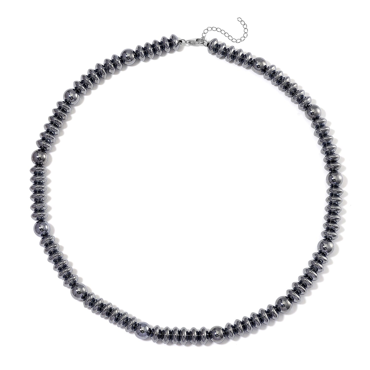 Terahertz 350.00 ctw Beaded Men's Necklace in Rhodium Over Sterling Silver 22-24 Inches