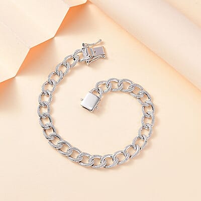 Karis Diamond Accent Curb Chain Bracelet in Platinum Bond (7.25 In)