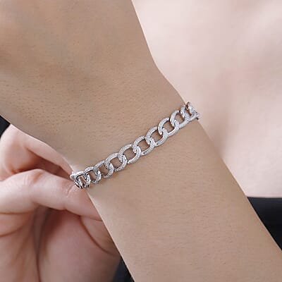 Karis Diamond Accent Curb Chain Bracelet in Platinum Bond (7.25 In)