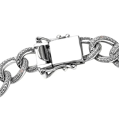 Karis Diamond Accent Curb Chain Bracelet in Platinum Bond (7.25 In)