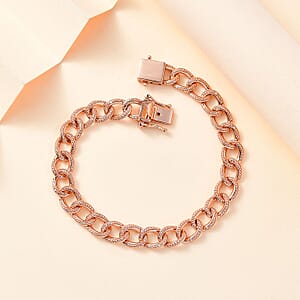 Karis Diamond Accent Curb Chain Bracelet in 18K RG Plated (7.25 In)
