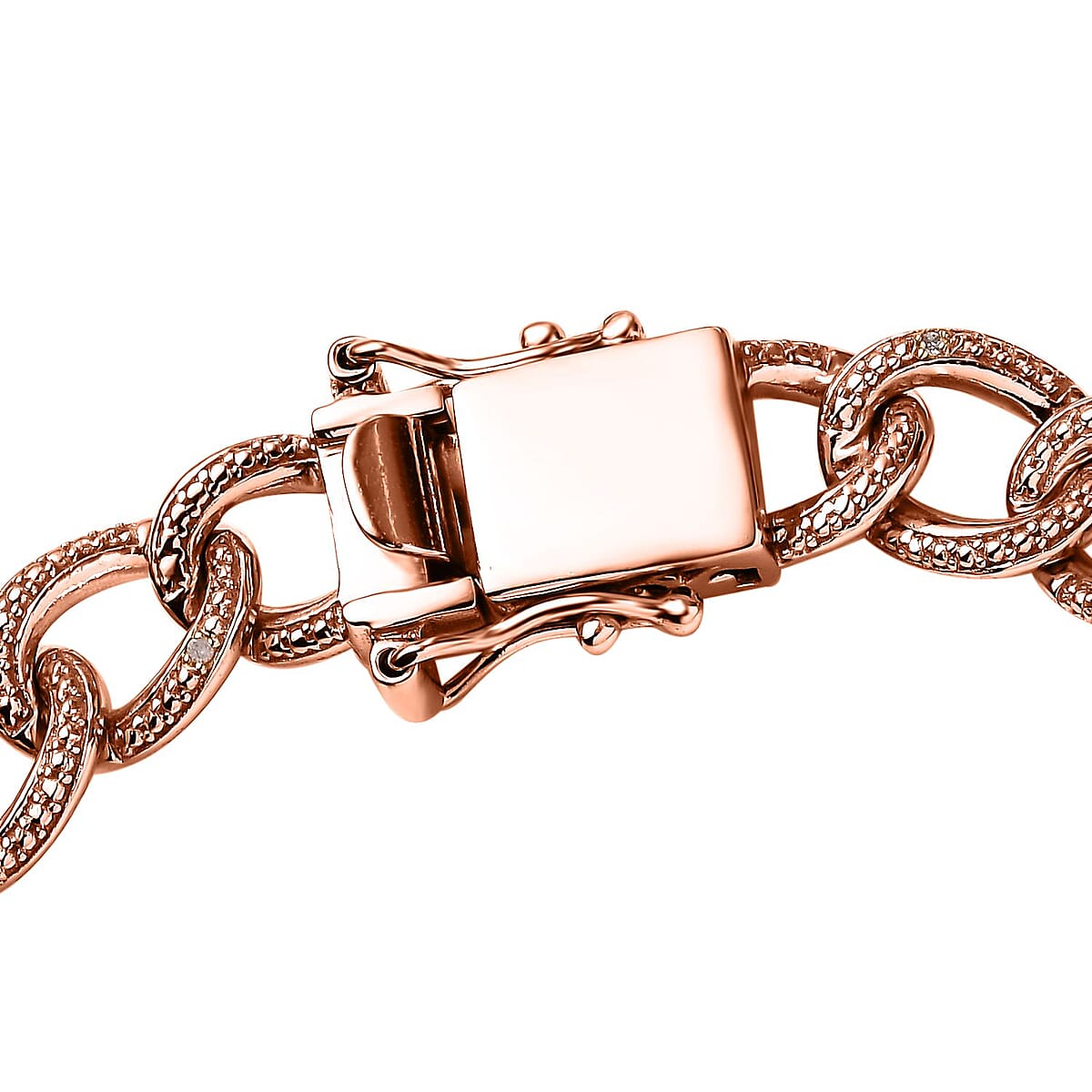 Karis Diamond Accent Curb Chain Bracelet in 18K RG Plated (7.25 In) image number 3