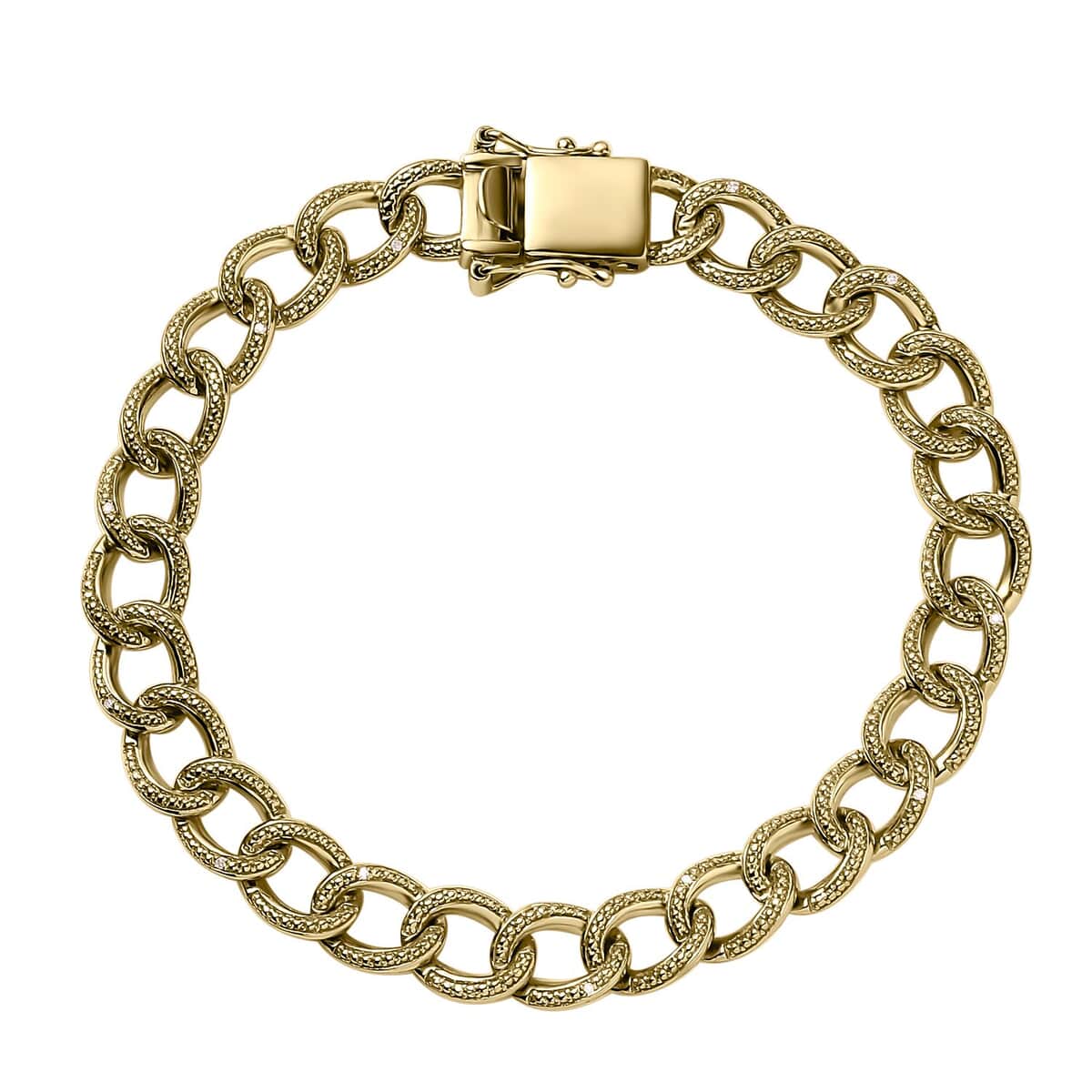 Karis Diamond Accent Curb Chain Bracelet in 18K YG Plated (7.25 In) image number 0