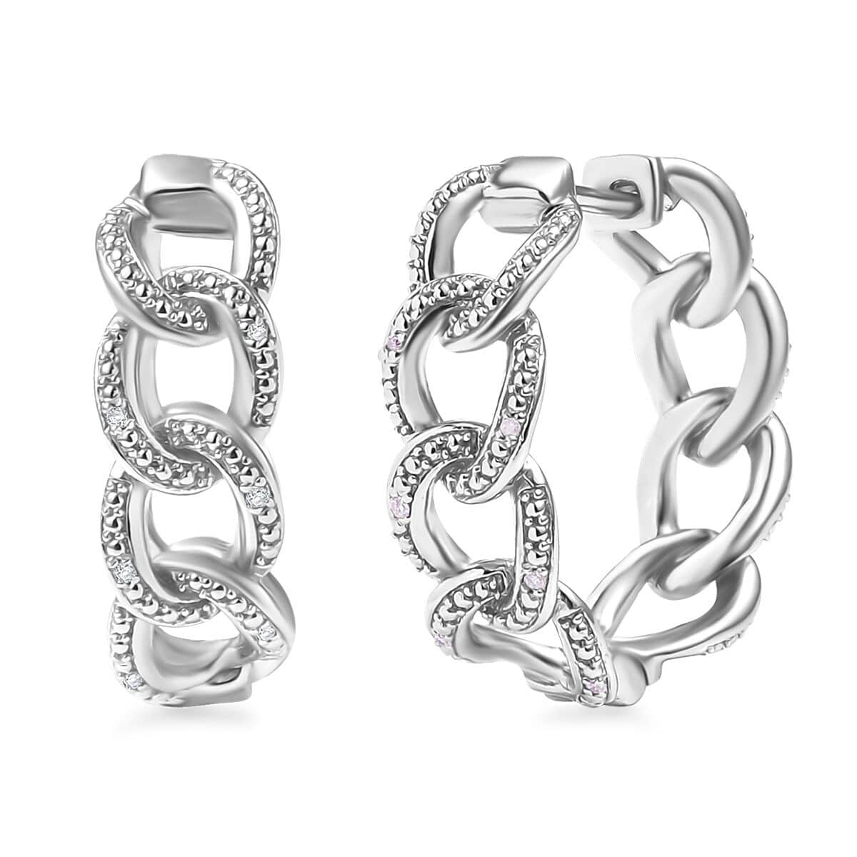 Karis Diamond Accent Curb Hoop Earrings in Platinum Bond image number 0