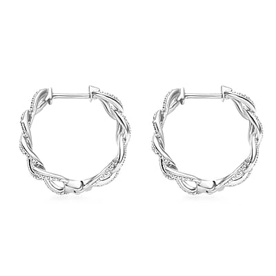 Karis Diamond Accent Curb Hoop Earrings in Platinum Bond