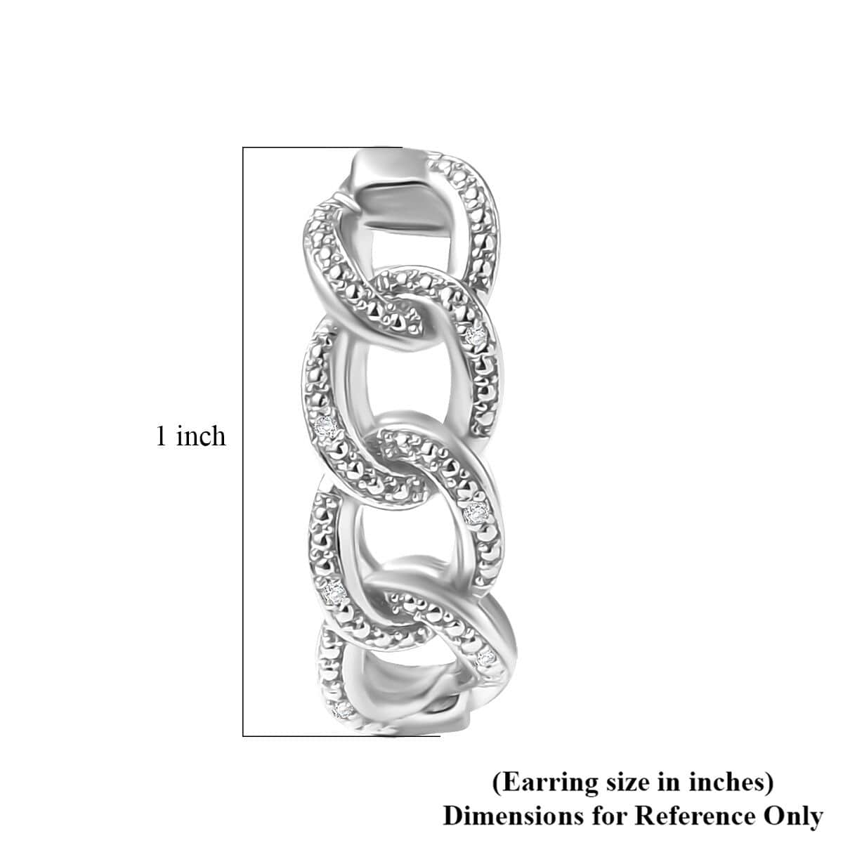 Karis Diamond Accent Curb Hoop Earrings in Platinum Bond image number 4