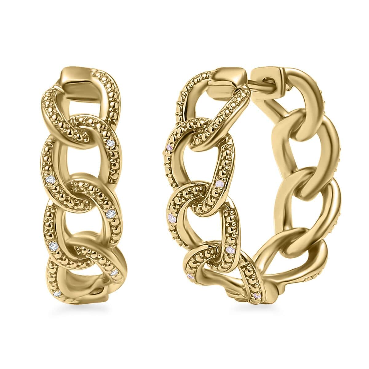 Karis Diamond Accent Curb Hoop Earrings in 18K Yellow Gold Plated image number 0