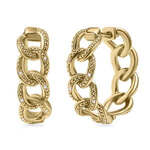 Karis Diamond Accent Curb Hoop Earrings in 18K Yellow Gold Plated