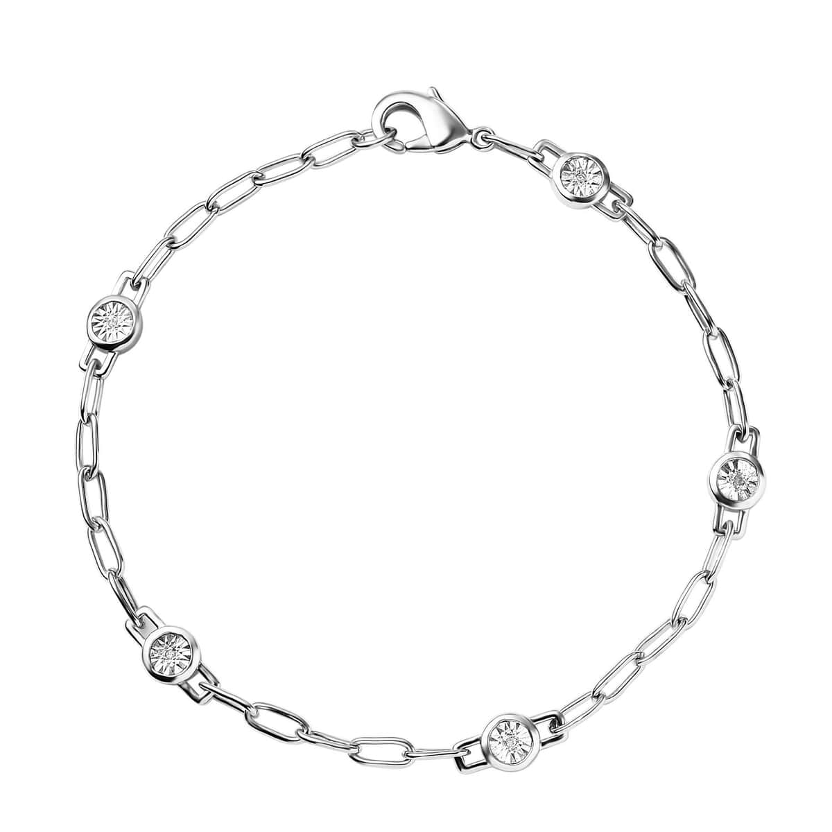 Karis Diamond Accent Paper Clip Chain Bracelet in Platinum Bond (7.25 In) image number 0