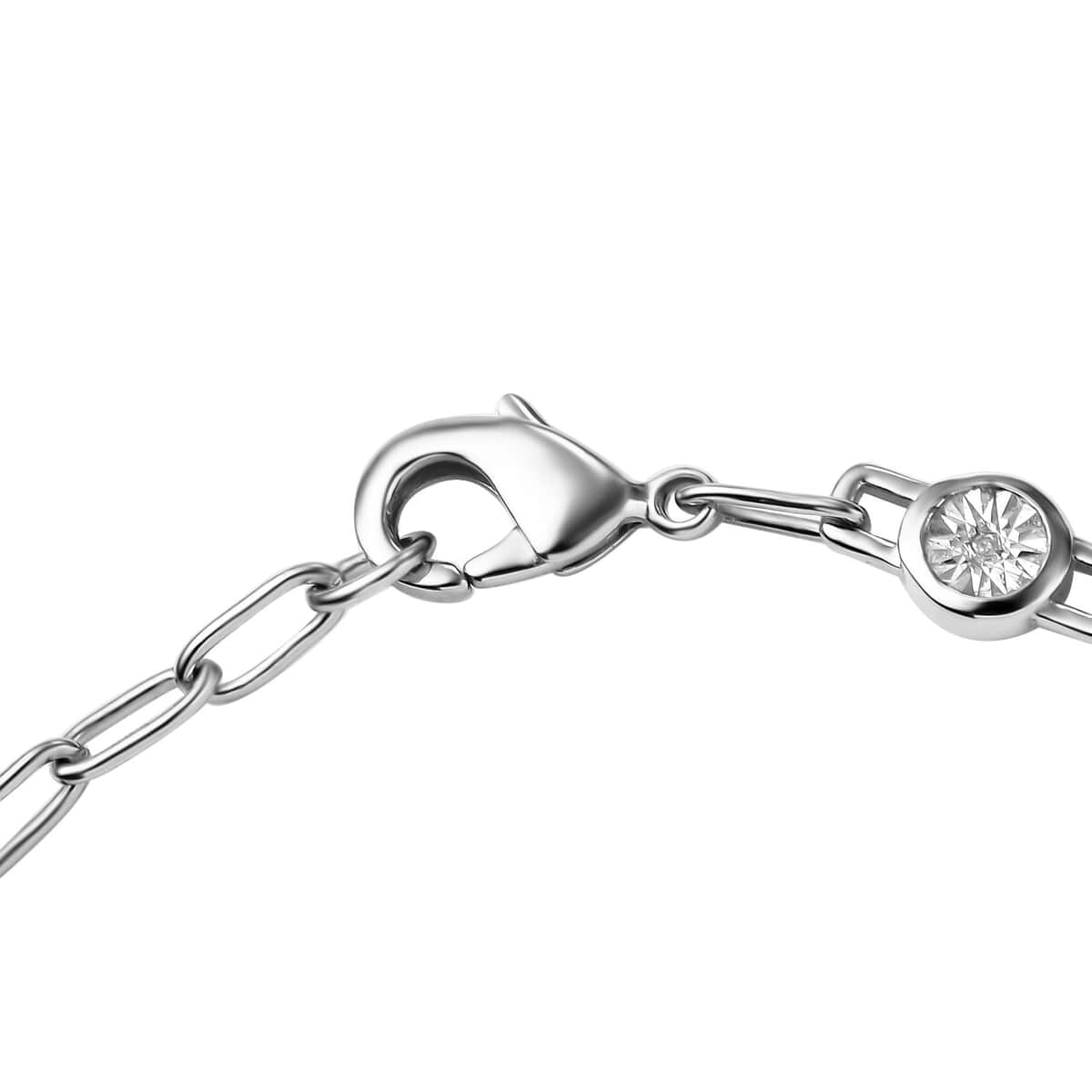 Karis Diamond Accent Paper Clip Chain Bracelet in Platinum Bond (7.25 In) image number 3