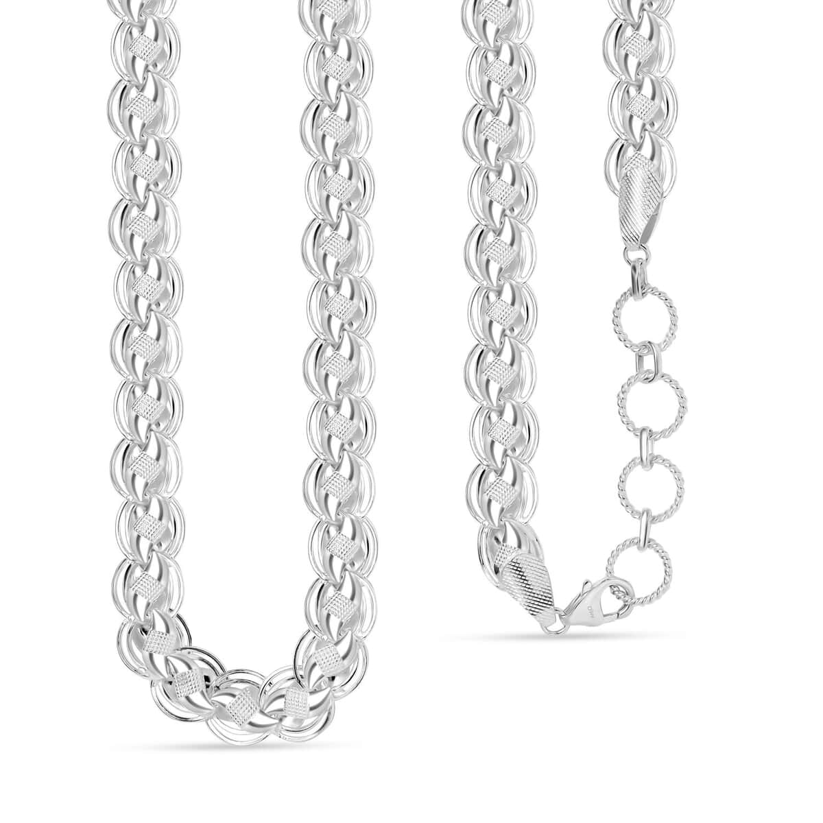 Artisan Crafted Link Chain Necklace in Sterling Silver 38.15 Grams 18 Inches image number 0