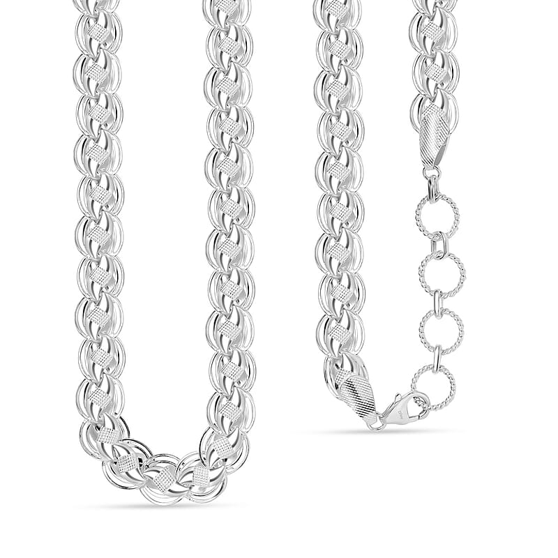 Artisan Crafted Link Chain Necklace in Sterling Silver 38.15 Grams 18 Inches