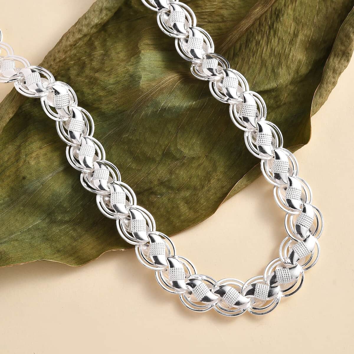 Artisan Crafted Link Chain Necklace in Sterling Silver 38.15 Grams 18 Inches image number 1