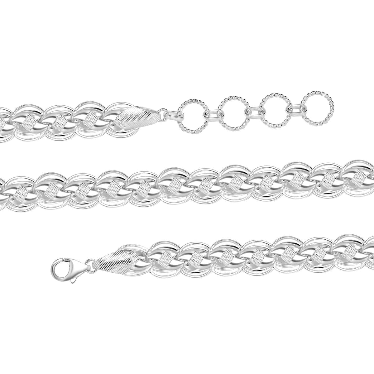 Artisan Crafted Link Chain Necklace in Sterling Silver 38.15 Grams 18 Inches image number 3