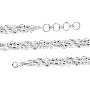 Artisan Crafted Link Chain Necklace in Sterling Silver 38.15 Grams 18 Inches